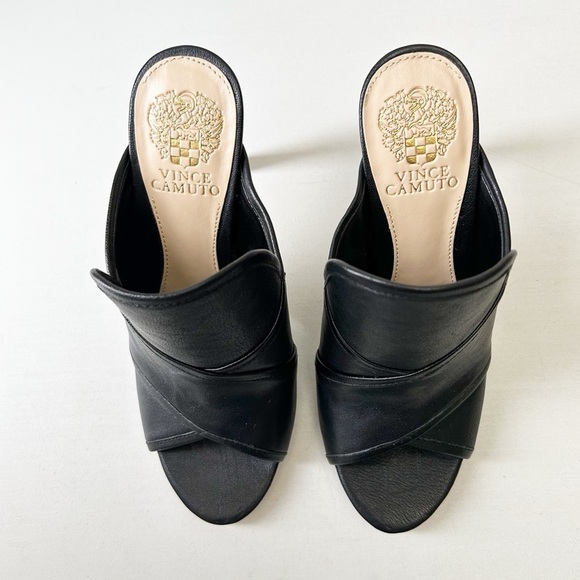 Vince Camuto Kazzia Black Leather Heeled Mules Open Toe Stilleto Size 8 UNWORN - Picture 4 of 16